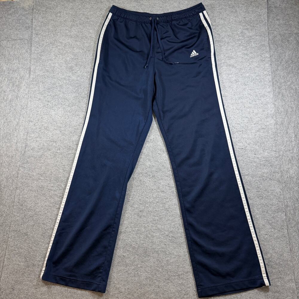 Vintage Y2K Adidas 3-Stripe Track Pants Mens M Navy Blue Training Drawstring